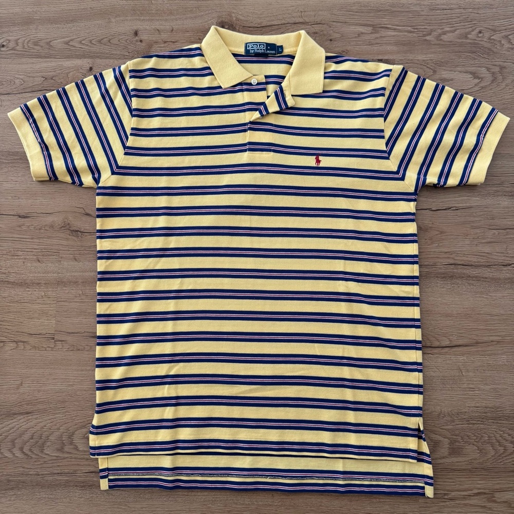 Vintage Polo Ralph Lauren Yellow Short Sleeve Orange Pony Shirt